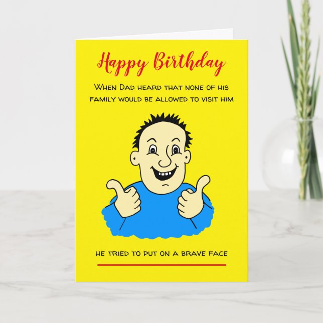 Cartoon Man Brave Face Birthday Card (Front)