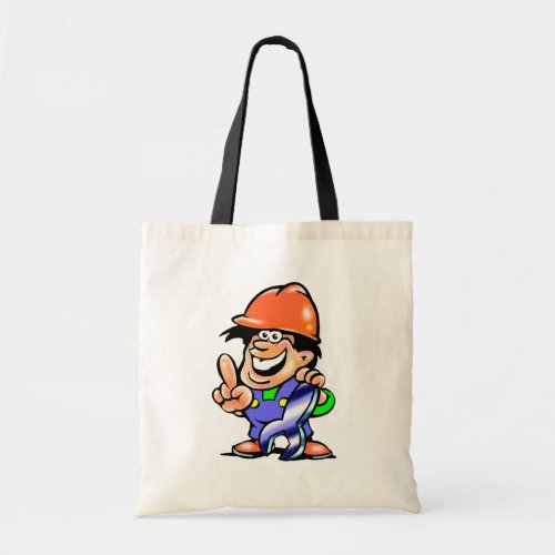 Cartoon Man In A Hard Hat Tote Bag