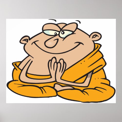 Cartoon man Meditating Poster