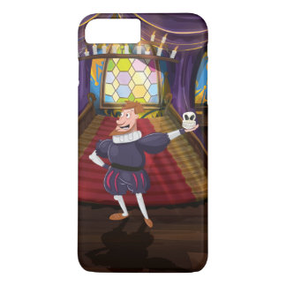 Cartoon man reciting shakespeare play. iPhone 8 plus/7 plus case