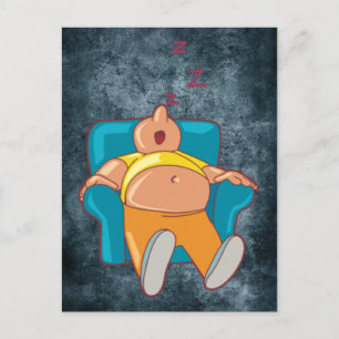 Cartoon Man Sleeping In Chair ZZZ Postcard