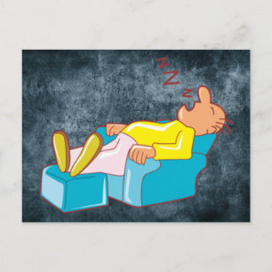 Cartoon Man Sleeping In Lounge Chair ZZZ Postcard
