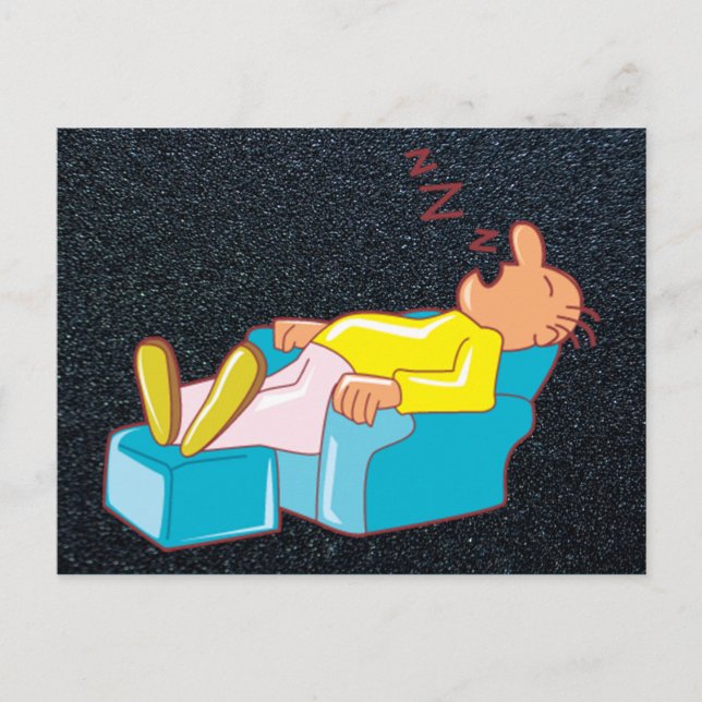 Cartoon Man Sleeping In Lounge Chair ZZZ Postcard (Front)