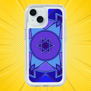 Cartoon Mandala Blue and Purple iPhone 15 Case