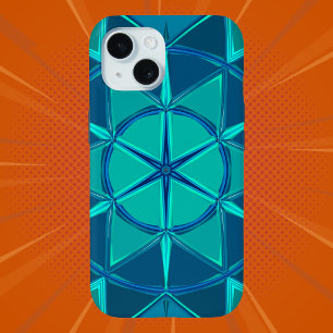 Cartoon Mandala Blue iPhone 15 Case