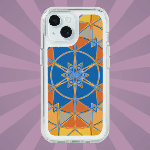 Cartoon Mandala Blue Orange and Yellow iPhone 15 Case