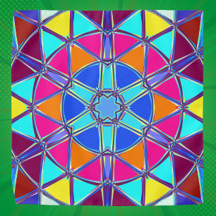 Cartoon Mandala Blue Pink Yellow and Orange Bandana