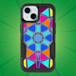 Cartoon Mandala Blue Pink Yellow and Orange iPhone 15 Case