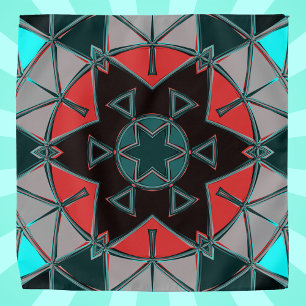 Cartoon Mandala Blue Red and Black Bandana