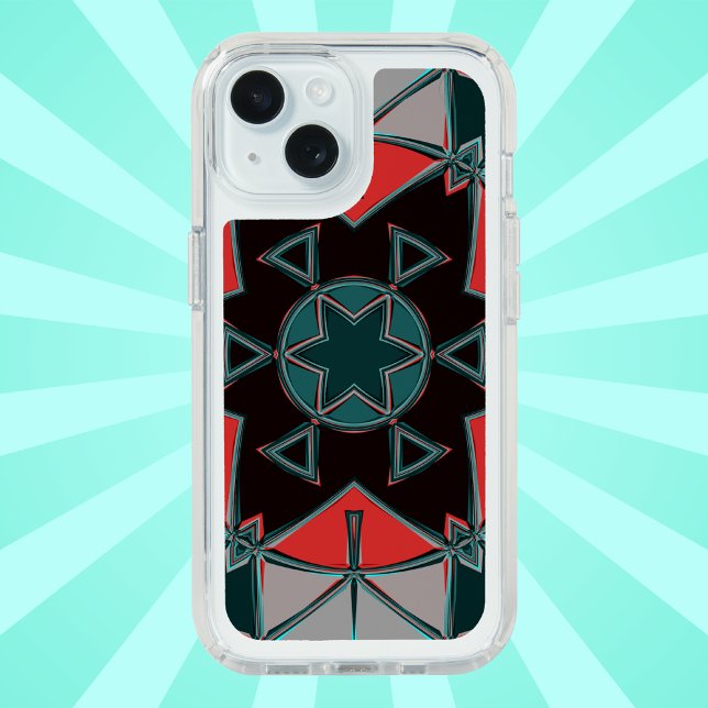 Cartoon Mandala Blue Red and Black Speck iPhone Case (Creator Uploaded)