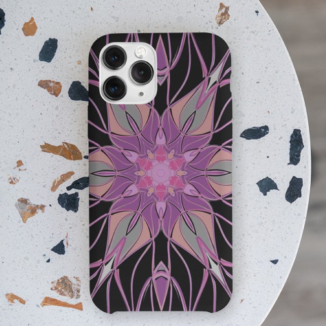 Cartoon Mandala Flower Black Purple an Pink Case-Mate iPhone Case (Creator Uploaded)