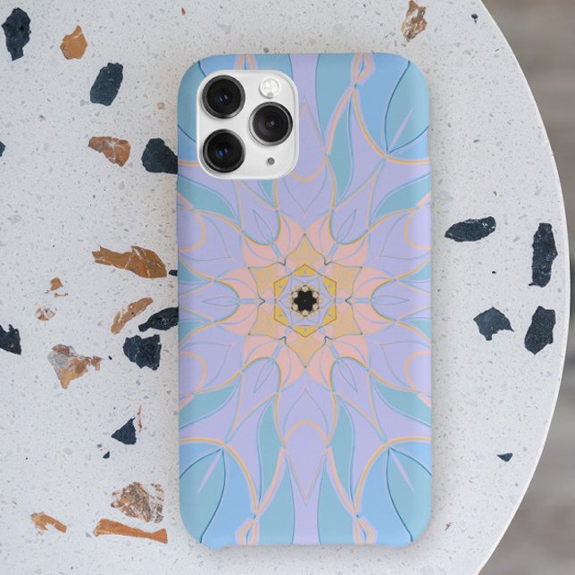 Cartoon Mandala Flower Blue and Yellow Case-Mate iPhone Case (Creator Uploaded)