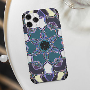 Cartoon Mandala Flower Blue Purple Black and White iPhone 11 Case