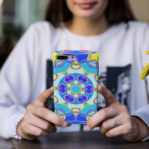 Cartoon Mandala Flower Blue Yellow and Pink iPhone 11 Case