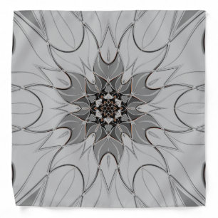 Cartoon Mandala Flower Grey Bandana