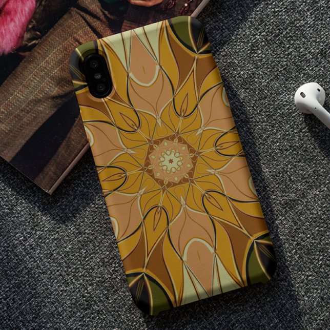 Cartoon Mandala Flower Orange and Green Case-Mate iPhone Case (Creator Uploaded)