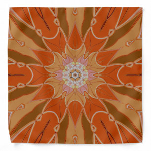 Cartoon Mandala Flower Orange and Pink Bandana
