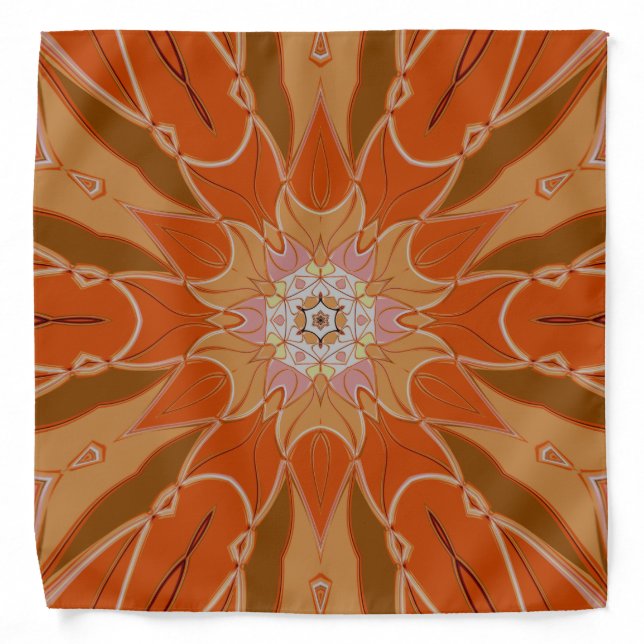 Cartoon Mandala Flower Orange and Pink Bandana (Front)
