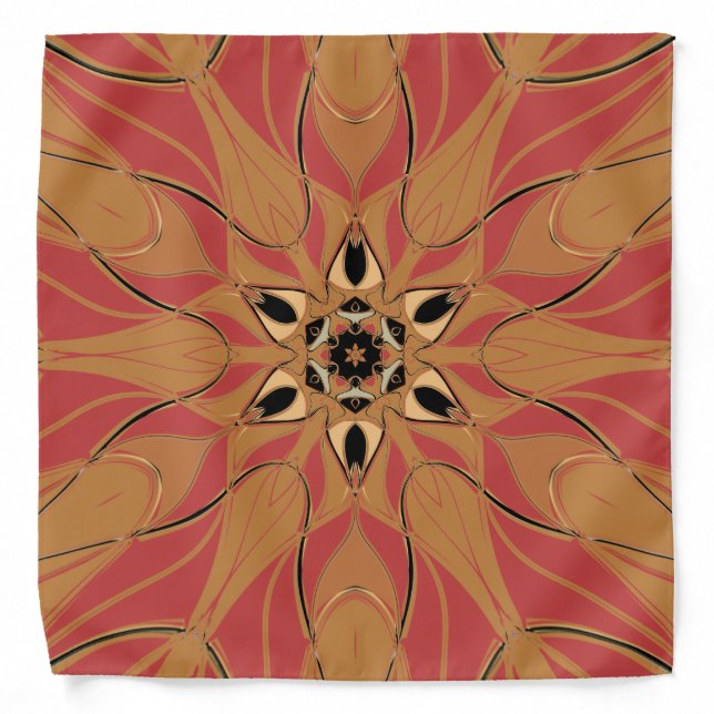 Cartoon Mandala Flower Orange and Pink Bandana (Front)