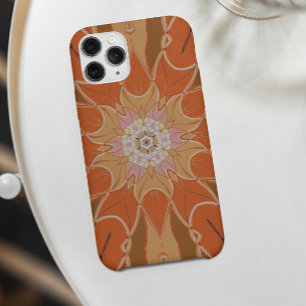 Cartoon Mandala Flower Orange and Pink iPhone 11 Case