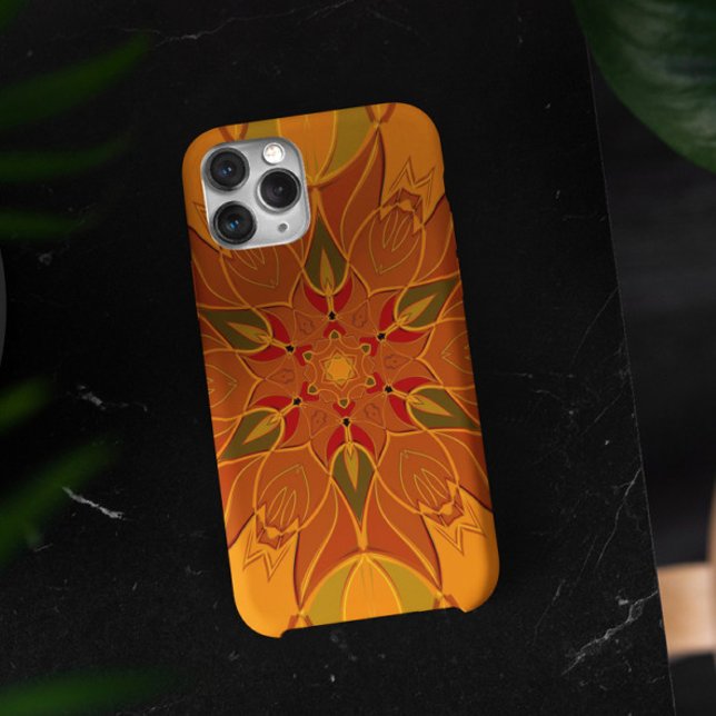 Cartoon Mandala Flower Orange and Red Case-Mate iPhone Case (Creator Uploaded)