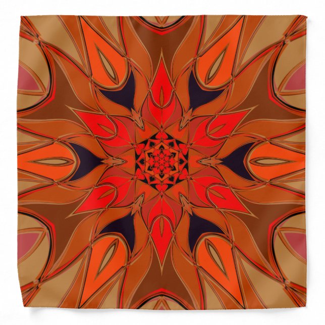 Cartoon Mandala Flower Orange Bandana (Front)