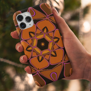 Cartoon Mandala Flower Orange Pink and Black iPhone 11 Case