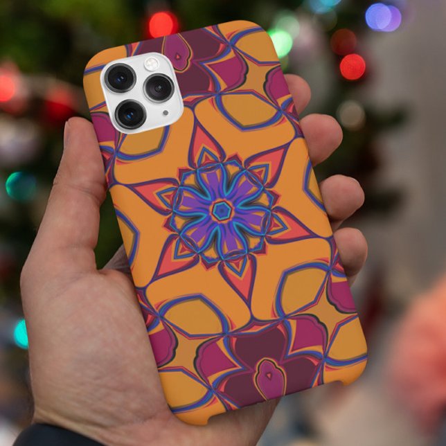 Cartoon Mandala Flower Orange Purple and Blue Case-Mate iPhone Case (Creator Uploaded)