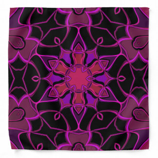 Cartoon Mandala Flower Pink and Black Bandana