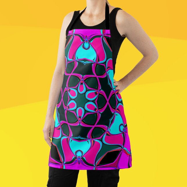 Cartoon Mandala Flower Pink and Blue Apron (Creator Uploaded)