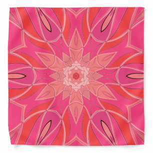 Cartoon Mandala Flower Pink Bandana