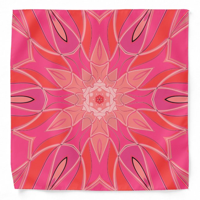 Cartoon Mandala Flower Pink Bandana (Front)