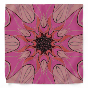 Cartoon Mandala Flower Pink Bandana