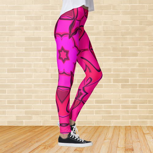 Cartoon Mandala Flower Pink Leggings