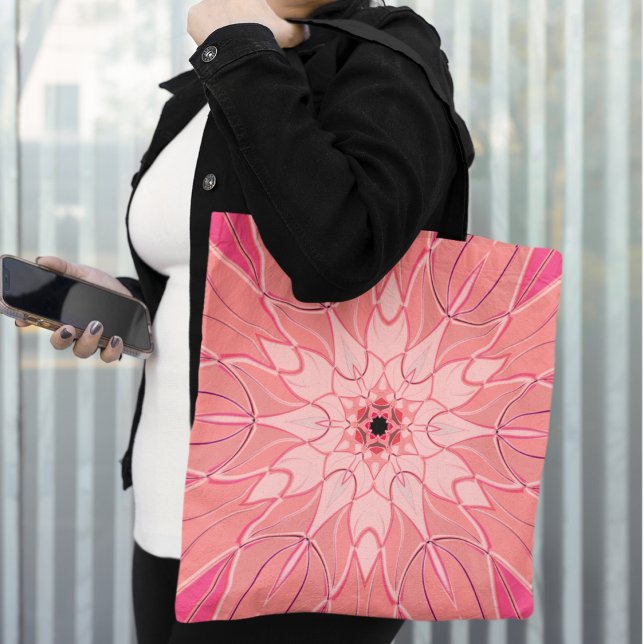 Cartoon Mandala Flower Pink Tote Bag (Creator Uploaded)