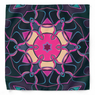 Cartoon Mandala Flower Pink Yellow and Black Bandana