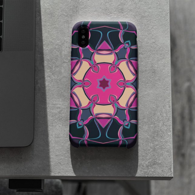 Cartoon Mandala Flower Pink Yellow and Black Case-Mate iPhone Case (Creator Uploaded)