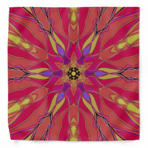 Cartoon Mandala Flower Pink Yellow and Purple Bandana