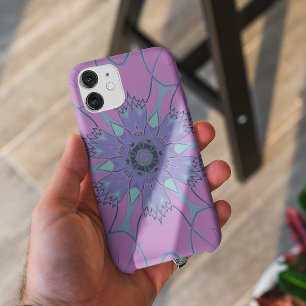 Cartoon Mandala Flower Purple and Blue iPhone 11 Case
