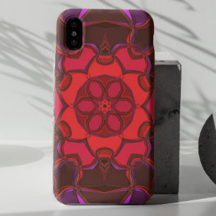 Cartoon Mandala Flower Red Pink and Purple iPhone 11 Case