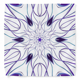 Cartoon Mandala Flower White and Purple Bandana