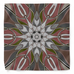Cartoon Mandala Flower White Red and Green Bandana