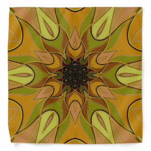 Cartoon Mandala Flower Yellow and Green Bandana