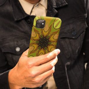 Cartoon Mandala Flower Yellow and Green iPhone 11 Case
