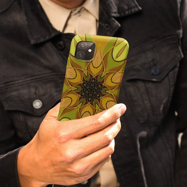 Cartoon Mandala Flower Yellow and Green Case-Mate iPhone Case (Creator Uploaded)