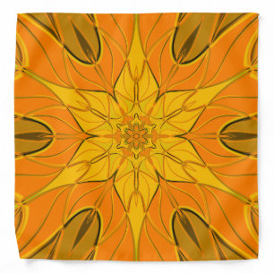 Cartoon Mandala Flower Yellow Bandana