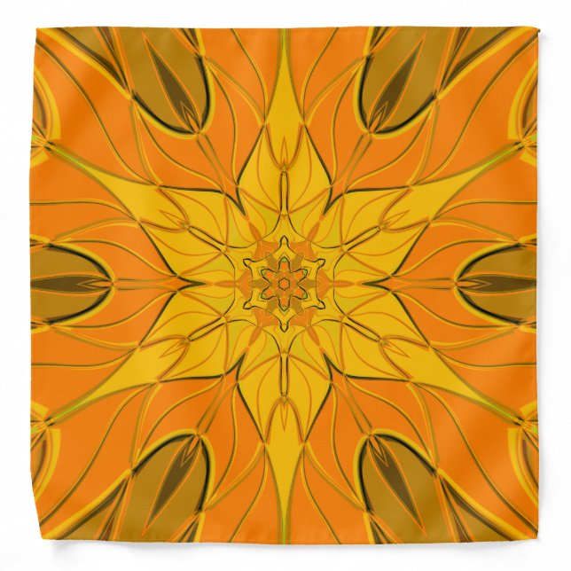 Cartoon Mandala Flower Yellow Bandana (Front)