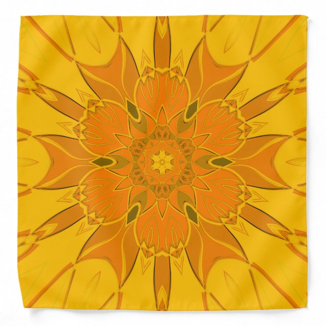 Cartoon Mandala Flower Yellow Bandana (Front)