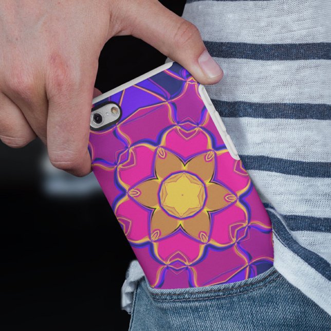 Cartoon Mandala Flower Yellow Pink and Blue Case-Mate iPhone Case (Creator Uploaded)