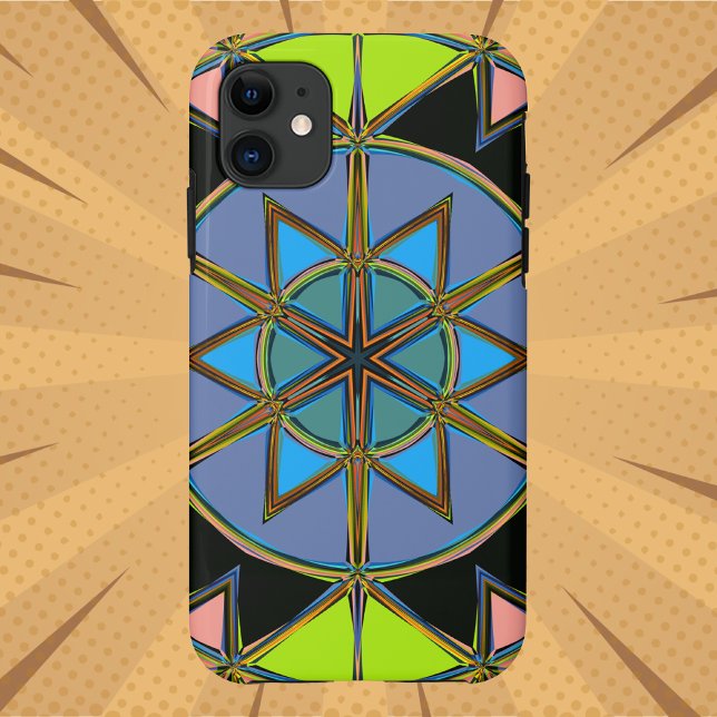 Cartoon Mandala Green Blue and Orange Case-Mate iPhone Case (Creator Uploaded)